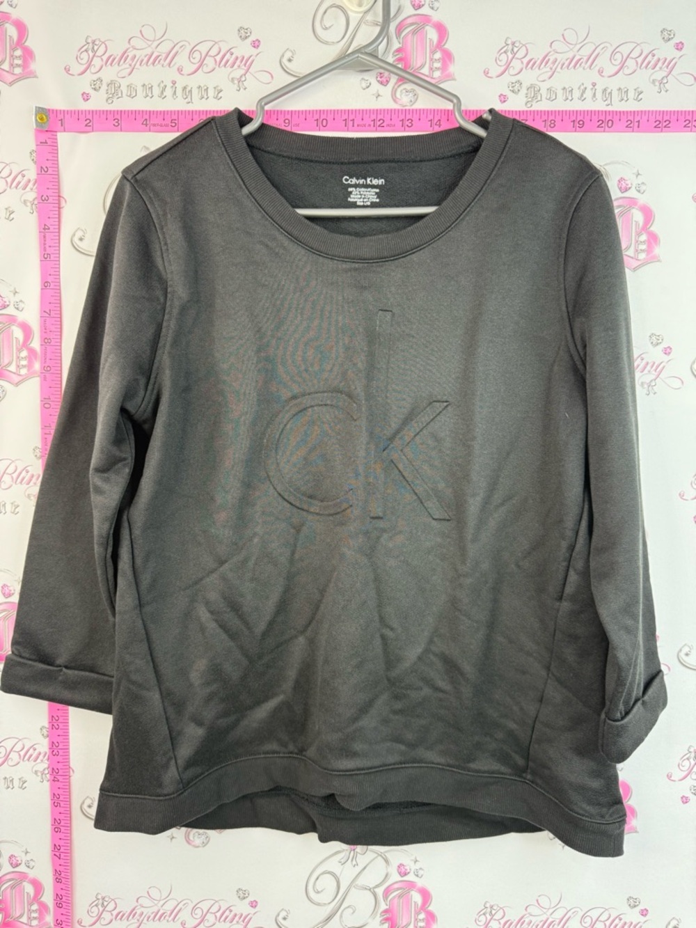 Calvin Klein sweater pull over Black Embossed CK Logo Long Sleeve Top